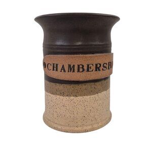 Chambersburg Vase Art Studio Pottery Crock Speckled Beige Brown Tones Signed